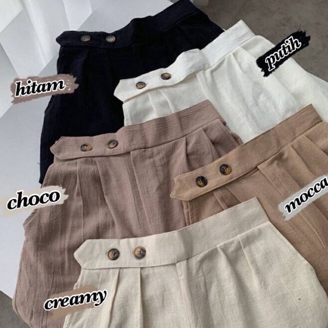 RXFASHION - KULOT YERI HIGHWAIST // Button Loose Pants Angel Highwaist Kulot Rami / Celana Kulot Wanita VENYTA- NN