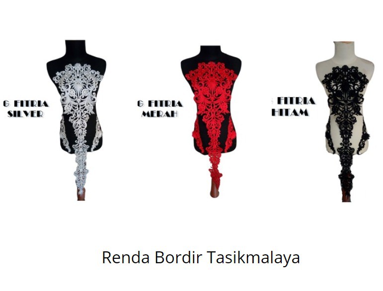 Renda Bordir G Fitria Pemanis Kebaya Gamis Pakaian Patch Lace Embroidery Motif Tempel Khas Tasik