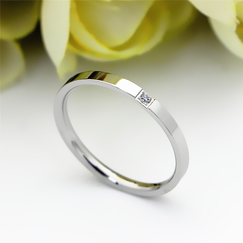 Cincin Titanium Mini Korea Wanita CK015 warna silver bisa untuk cincin kawin nikah fashion set midi