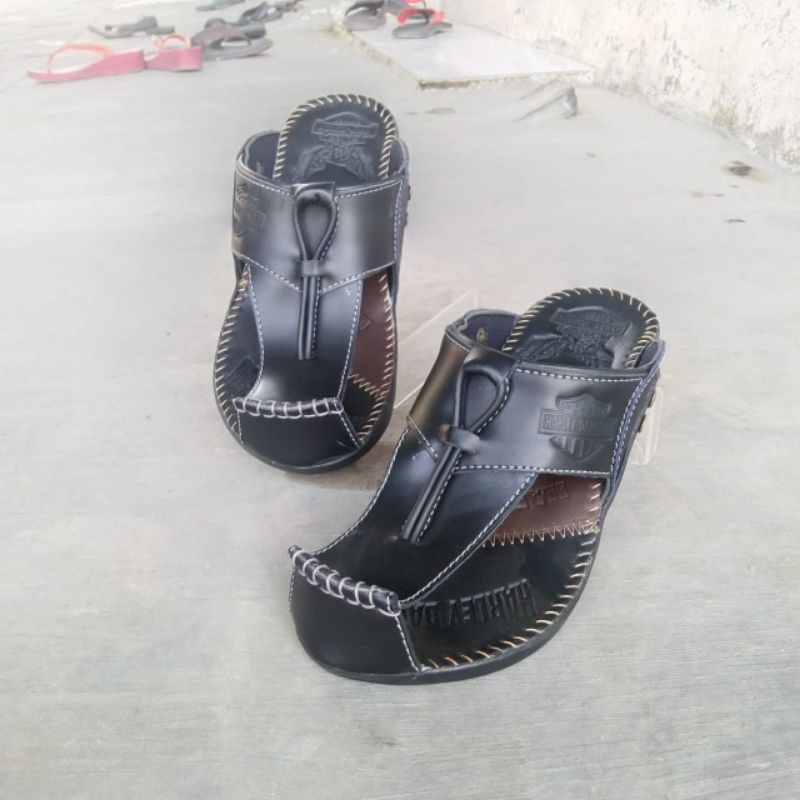 sandal Harley kulit asli pria japit jempol hr 10