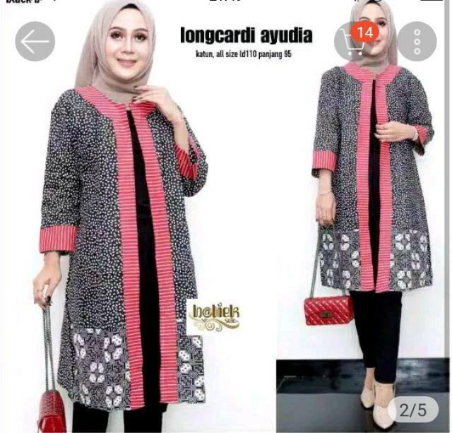 Longcardi Ayudia Cardi Batik Cantik Outer Batik Modern Seragaman Batik Formal Bolero List Kawung
