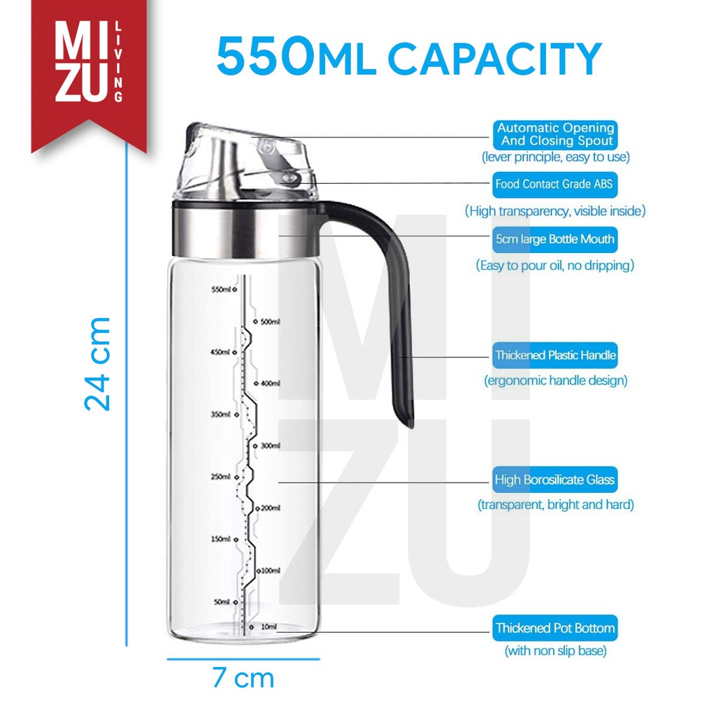 OIRUJAGU Auto-Lid No Drip No Mess Oil Bottle 500 ml Botol Minyak Anti-Netes Tutup Otomatis 500ml