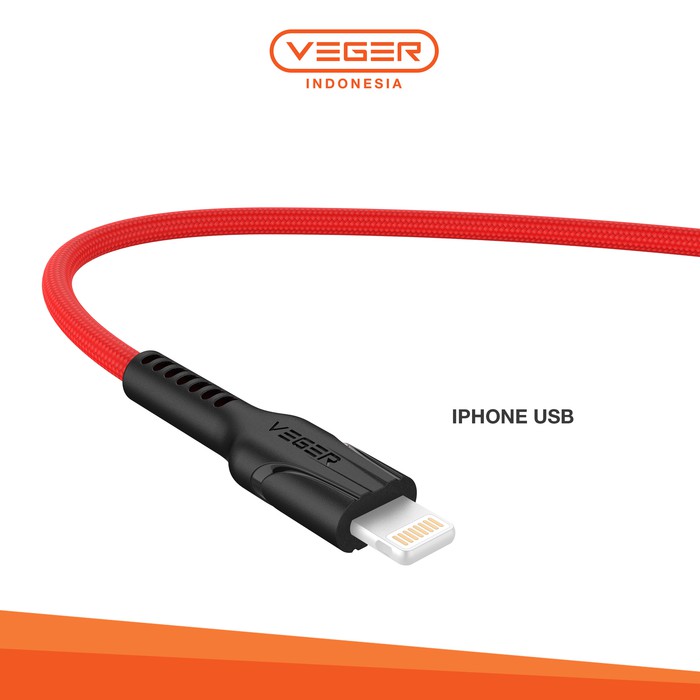 Data Cable Kabel Veger VP14 Lightning For iphone Fast Charging 2.4A Original