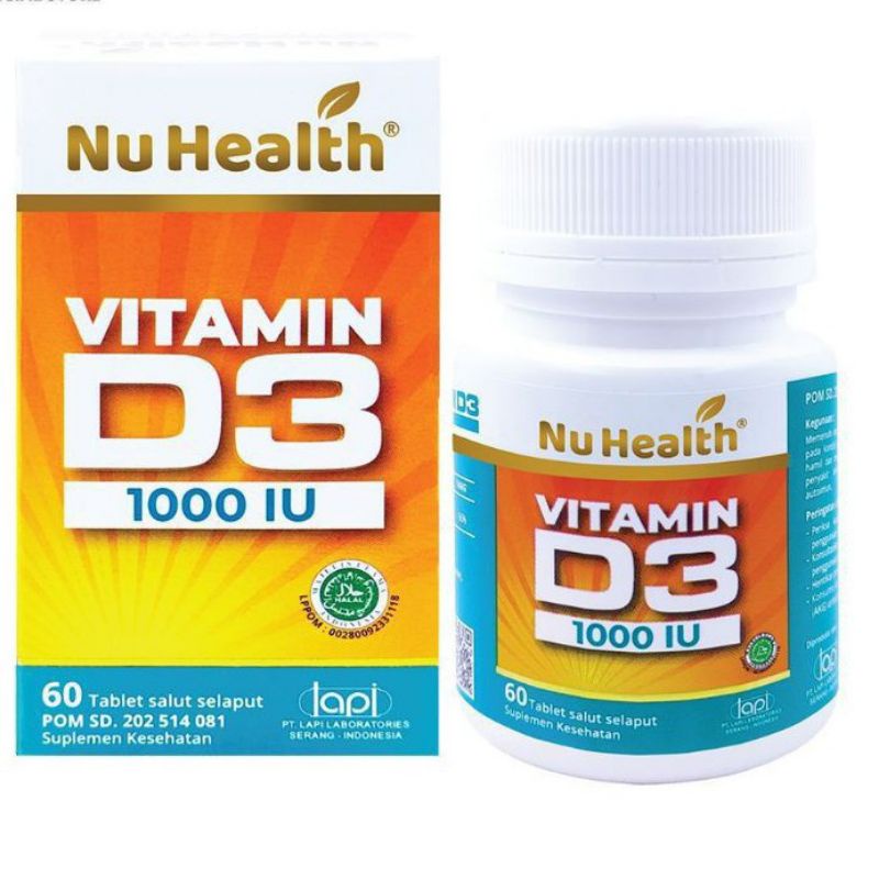 COD Nu Health Vitamin D3 1000 IU Isi 60 Tablet - Nu Health Vit C 1000 Isi 1000 - Nu Health Vit C 500