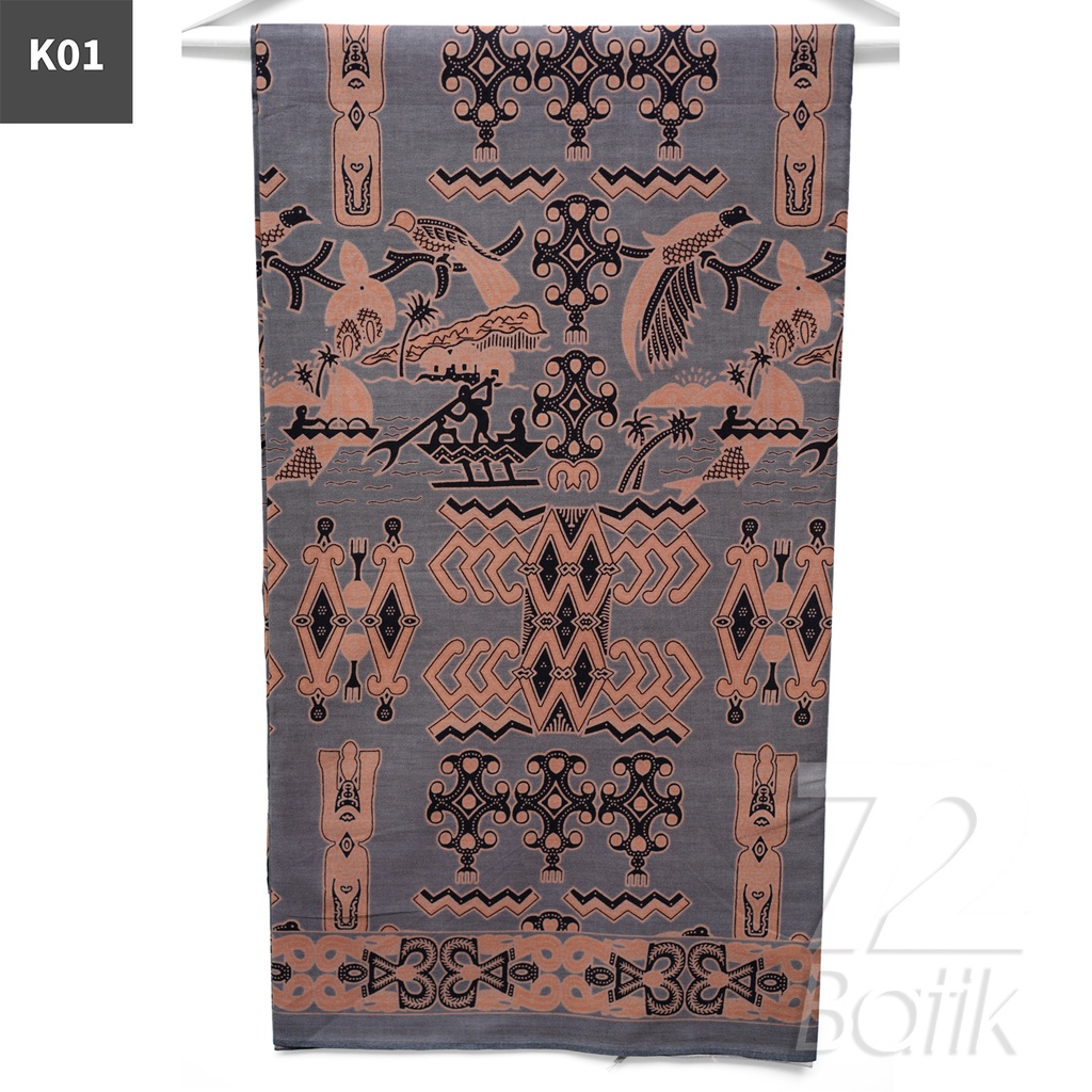 KAIN BATIK PREMIUM Bahan Katun Motif Burung Adat Warna Cream 721179 Cap 72 Jarik Jarit Samping Kebat Panjang Batik Katun Modern Premium Bahan Seragam Batik Pernikahan Kantor Keluarga Murah Kamen Jadi Batik Bali Lembaran