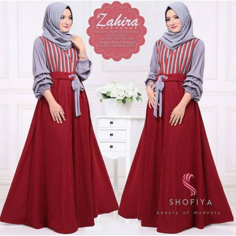 Gamis Balotelli Wanita Muslim Terbatu Zahira Dress Termurah
