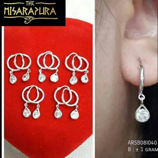 ANTING ANAK BAYI BALITA TEAR ZIRCON PERAK 925 LAPIS EMAS PUTIH ASLI