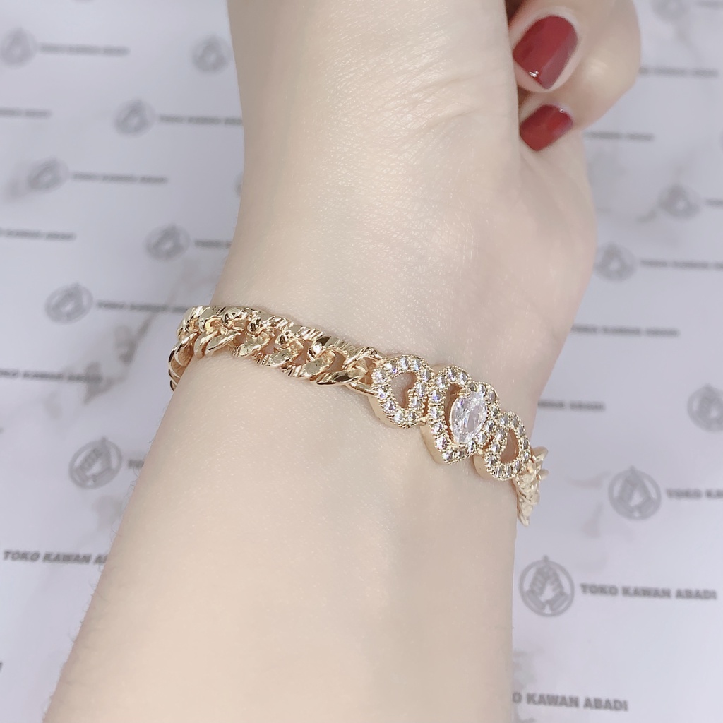 Gelang Tangan Xuping Gold Perhiasan Fashion Wanita Dewasa Ring Permata Baris 27