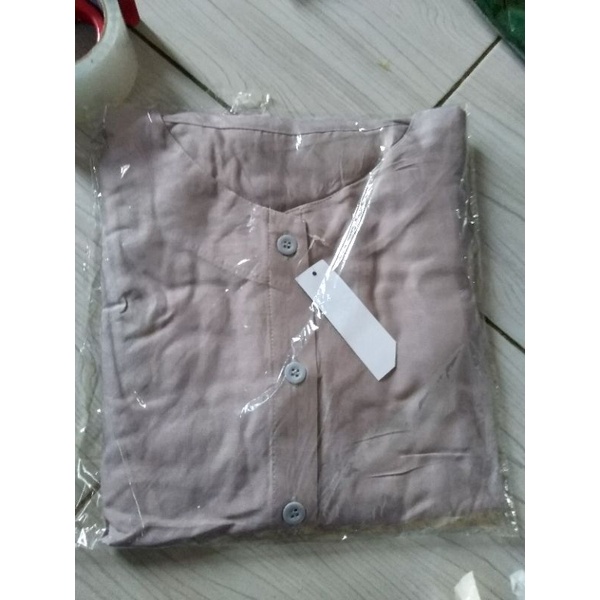 Pajamas Zahira -Pajamas Polos Rayon Tangan Panjang /Kancing Depan -piyama Wanita polos rayon tangan panjang/Baju tidur/pajamas jumbo-Abu-Abu