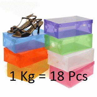 KOTAK SEPATU TRANSPARAN SHOES BOX ORGANIZER WARNA WARNI TEBAL SERBAGUNA PORTABLE SUSUN