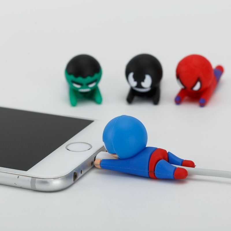 Marvel Cartoon Spider-Man Iron Man Venom Android iPhone Data Cable Protector Charging Cable Bit