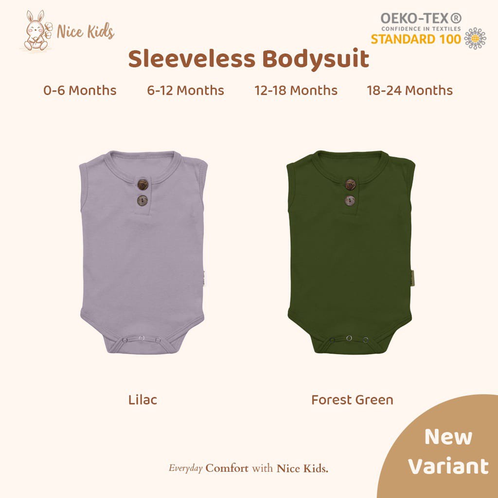 NICE KIDS NICEKIDS SLEEVELESS BODYSUIT BAJU BAYI BODYSUIT BAYI 0-24 BULAN