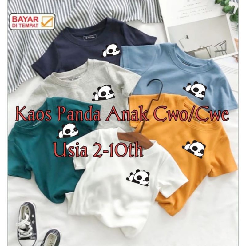 kaos anak cowok cewek gambar panda kecil lucu/baju anak lengan pendek usia 1-10 tahun sablon digital
