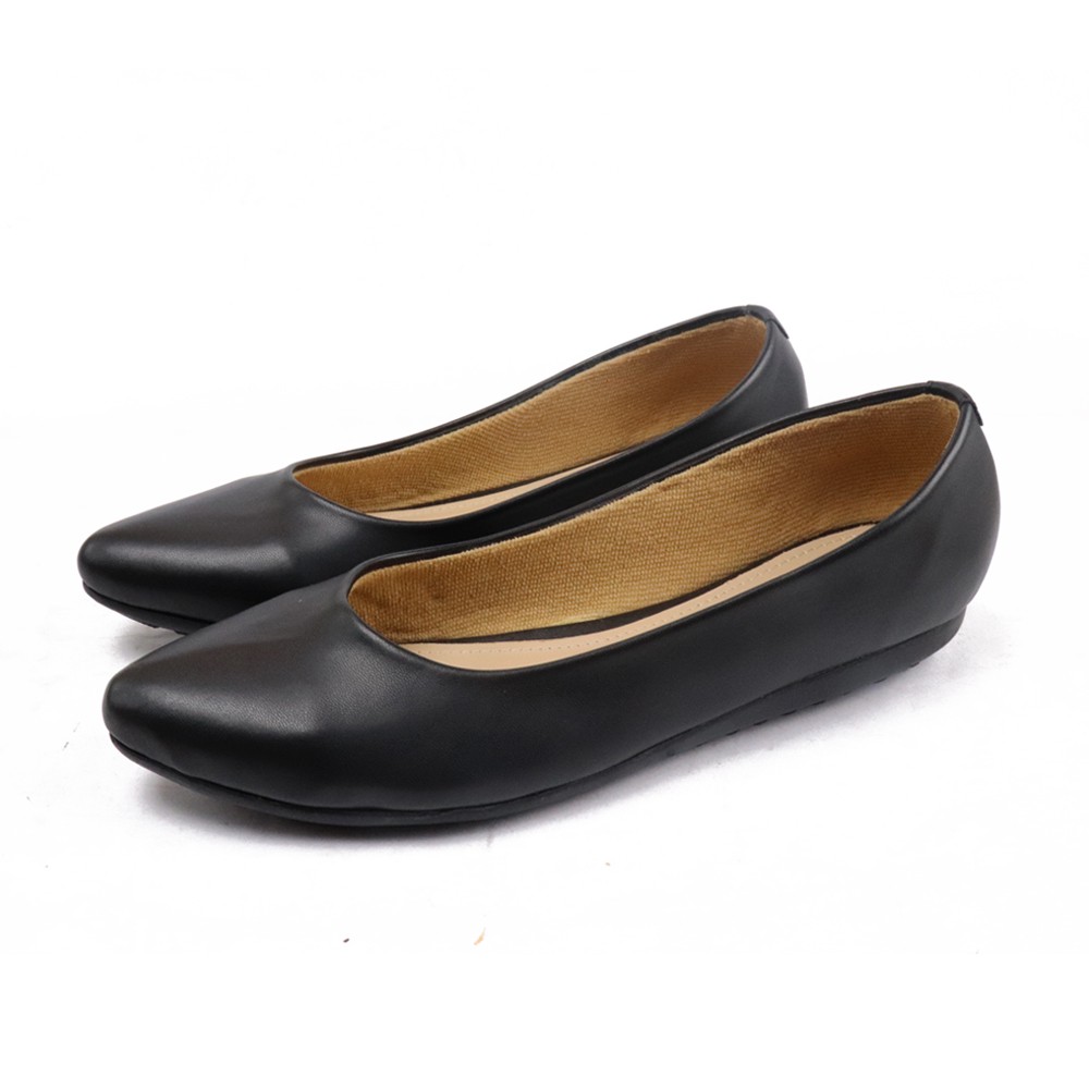 Grutty Flat Shoes Wanita GA014ME Flat Kulit Sintetis Warna Hitam