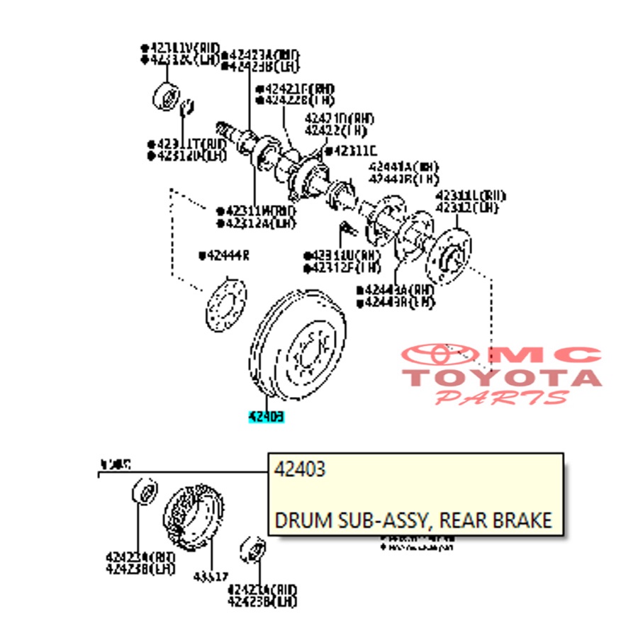 Tromol Rem Belakang / Brake Drum Rear Fortuner Hilux 42431-0K120