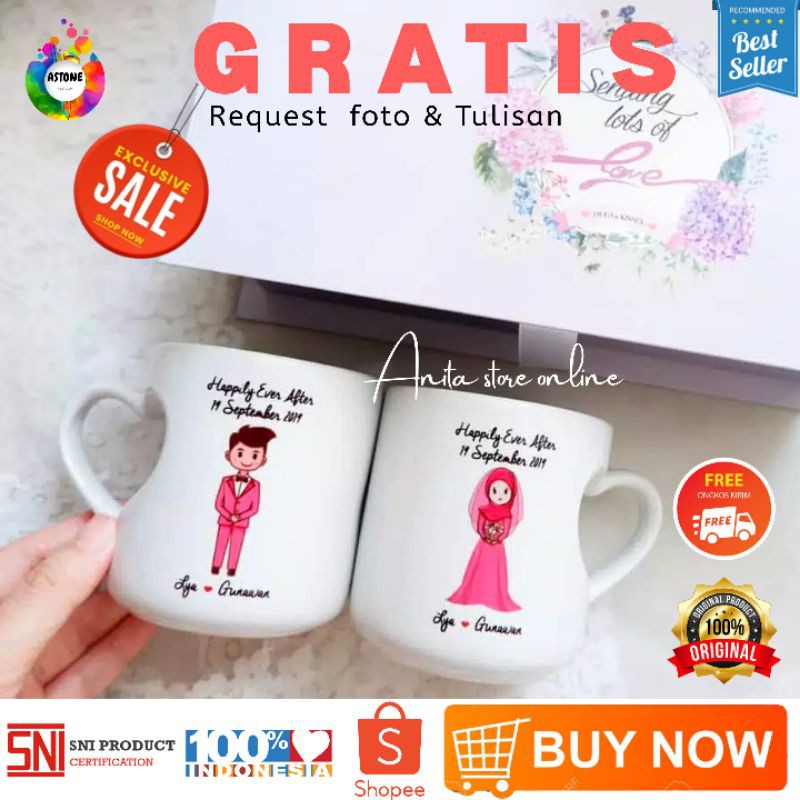 

ASTONE MUG hadiah pernikahan KADO Ulang tahun FREE TAMBAH FOTO & TULISAN