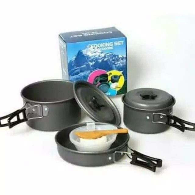 Paket 3 Wajan Cooking Set DS300 &amp; kompor KL S1 Camping Outdor