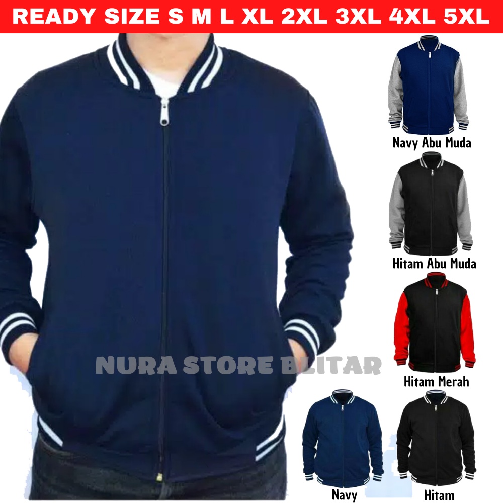 Jacket Baseball Varsity Pria Cowok Cewek Wanita Polos Couple Jumbo Custom Sablon M L XL XXL XXXL XXX