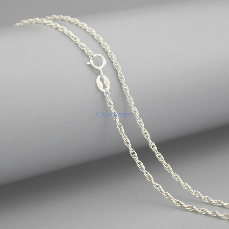 1.7mm Rantai Perak In Stock】100% 925 Padat Sterling Silver Kalung Rantai Tali 16-28 Inci Dicap Wanita Hadiah