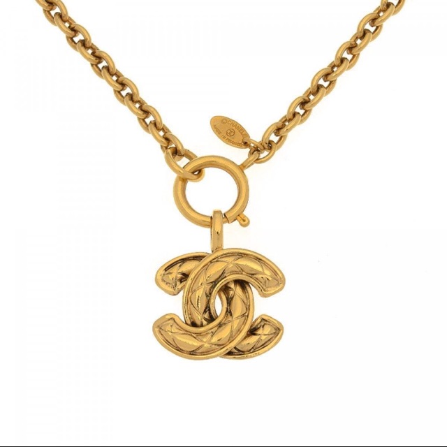 Chanel Quilted CC Logo Pendant Necklace
