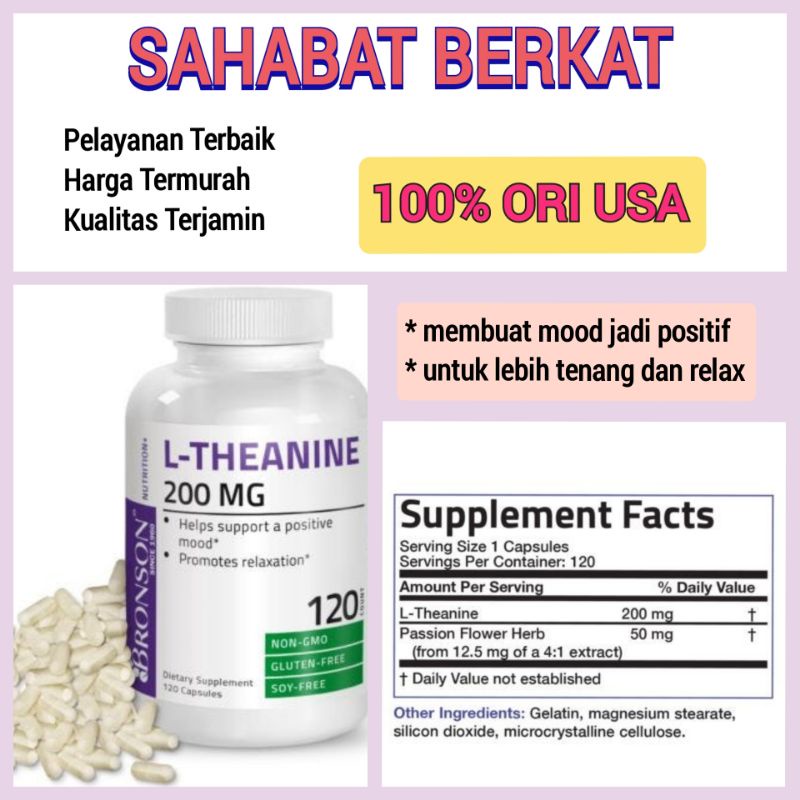 bronson LTheanine 200 mg 120 capsules l theanine 200mg 120