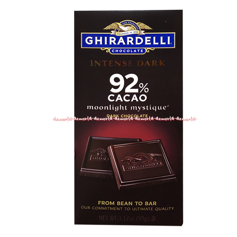 Ghirardelli Chocolate 100gr Intense Dark 92% Cacao Hazelnut Heaven Moonlight Coklat Girardeli