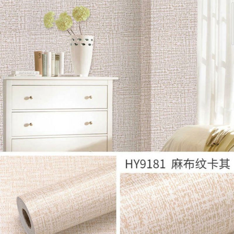 COD ( BAYAR DI TEMPAT ) Wallpaper Sticker Dinding Bertekstur Salur Daun Ungu Pink Putih Cream Biru Abu Hitam Navy Hijau Tosca Kuning Merah Coklat Salur Bunga Batik Batu Bata 3D Kotak Segitiga minimalis Baju Celana Sendal Kaos Gamis Celana Dalam Kosmetik-CREAM KAIN