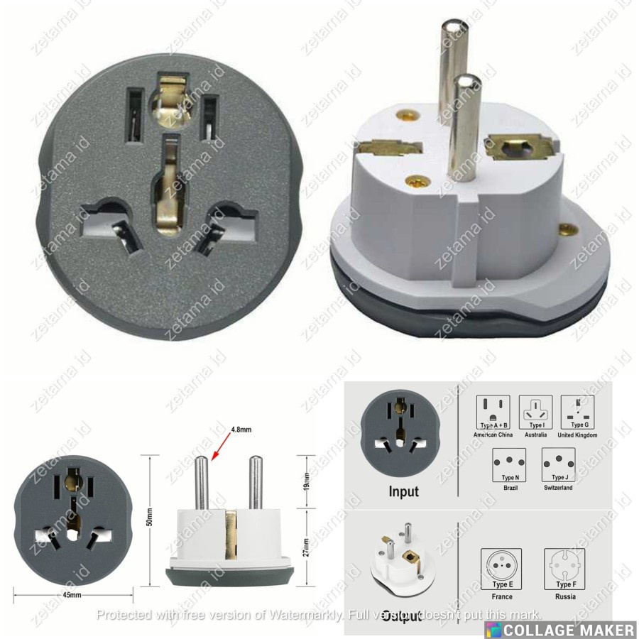 Steker Adaptor Converter Universal Travel Adapter AU US UK EU Plug 16A OVER STEKER STOP KONTAK UNIVE