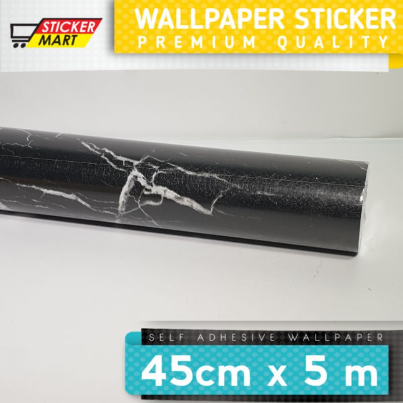 Sticker Dinding Wall Sticker Motif Marmer Hitam