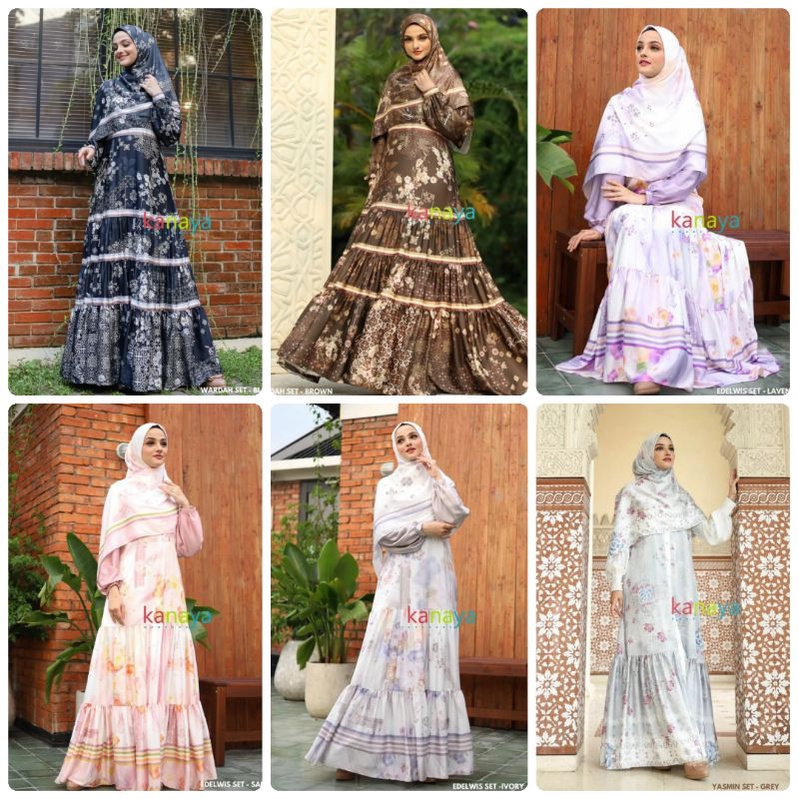 Set Syar'i by Kanaya/Gamis Premium Kanaya/Scarft Premium/Gamis Original by Kanaya