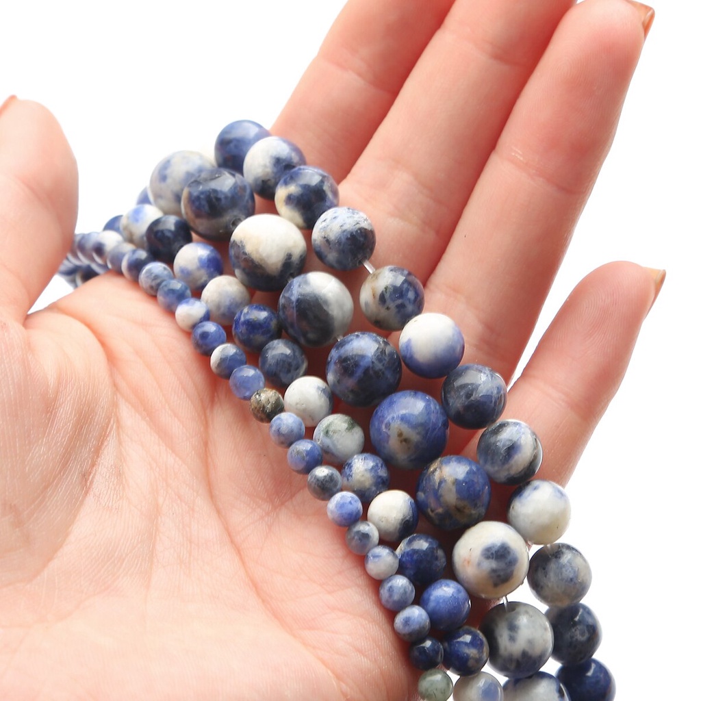 4 -12MM Grosir Biru Sodalite Beads Batu Permata Alami Belt Longgar Beads Untuk DIY Membuat Perhiasan Ukuran Gelang/Kalung