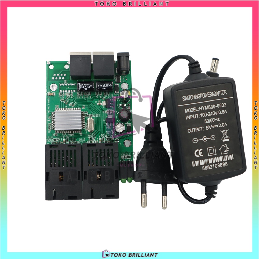 [BISA COD] Terbaru asli tangan pertama - MEDIA CONVERTER 2 FIBER 2 ETHERNET CM2F2E - 2F2E-PCB+Adaptor Atau PCS SAJA