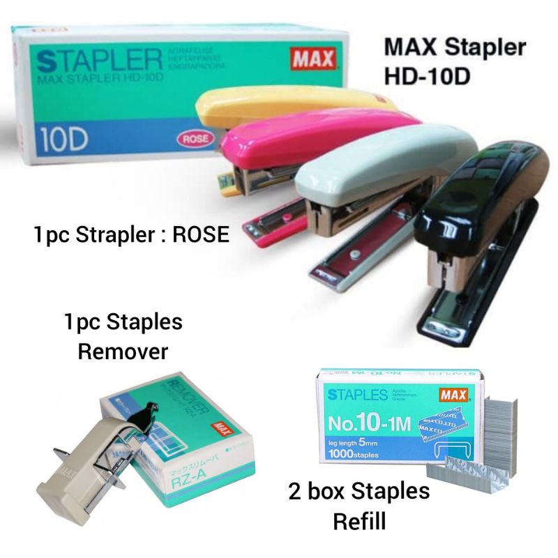 

Set Max Strapler HD 10D + Remover + Refill Staples