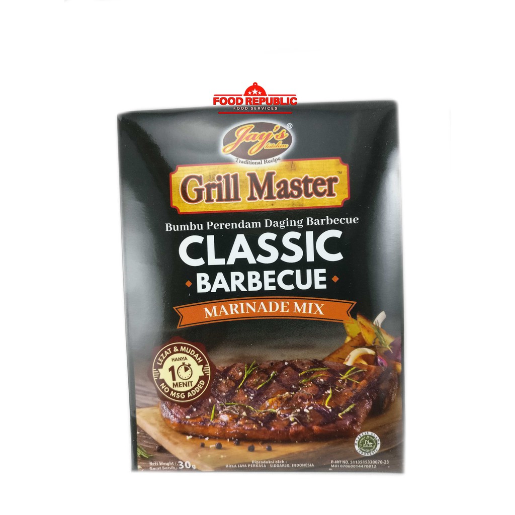 

Jay's Grill Master Classic BBQ Marinade Mix 30 GR NO MSG HALAL MUI