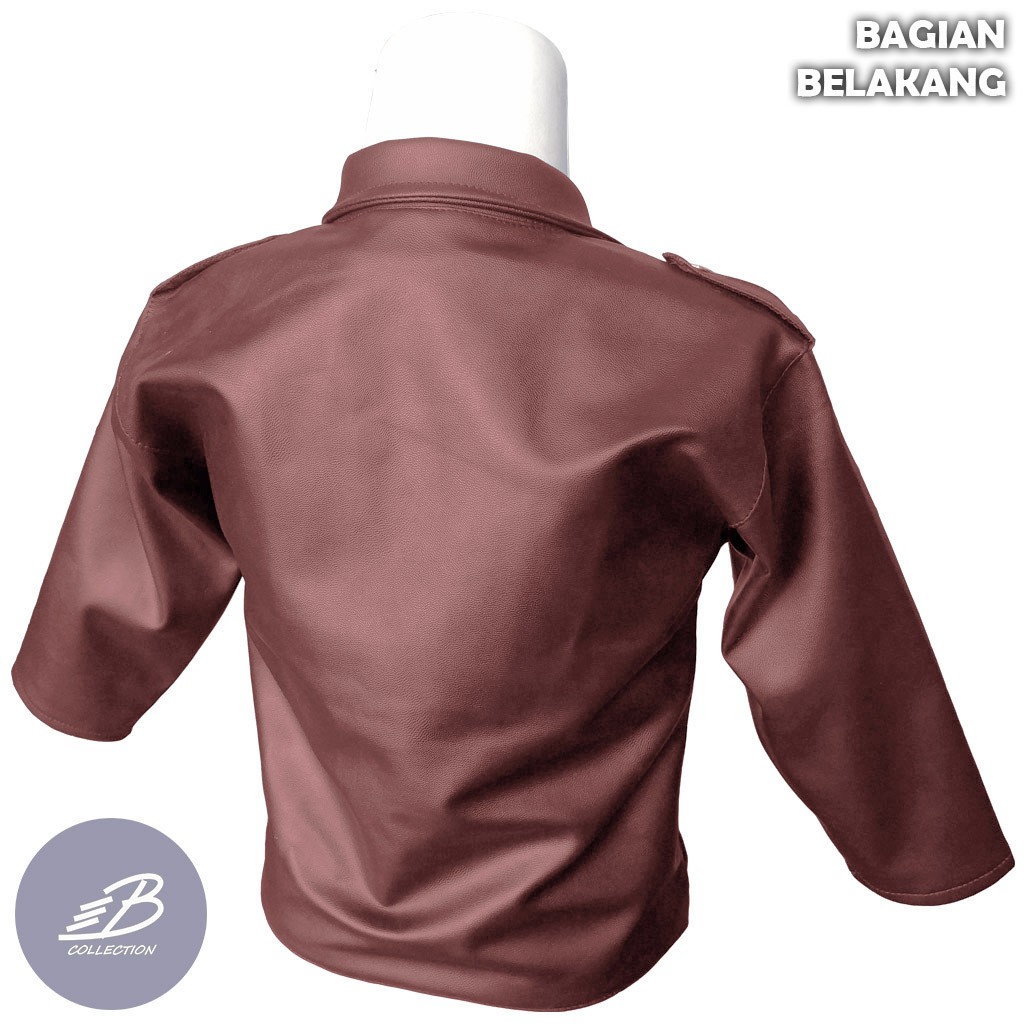 Jaket Anak Semi Kulit Ramones Bahan Vienna Lembut - Jaket Bayi Balita Karlit Sintetis Changcuters Usia 1-6 Tahun-3