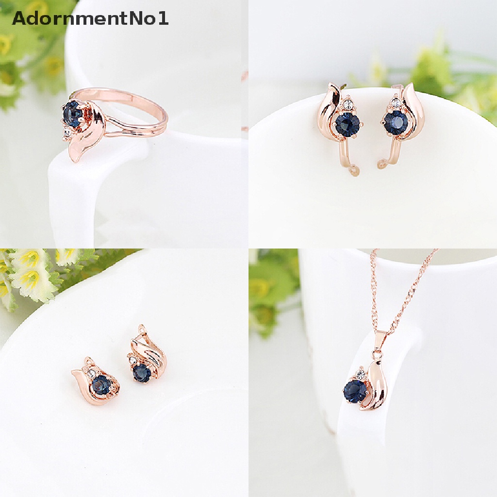 (AdornmentNo1) Set Kalung + Anting + Cincin Lapis Emas Untuk Wanita