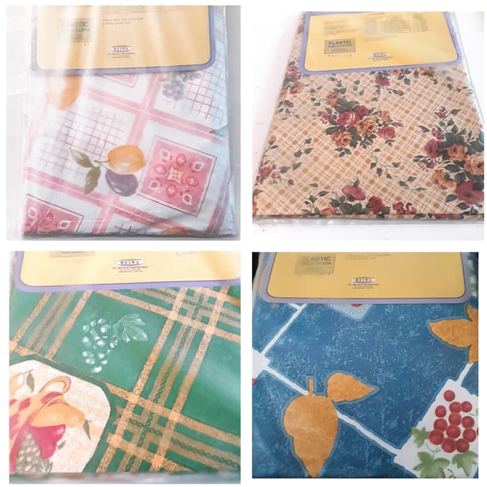 Taplak Meja Makan Plastik Bulat Motif Kursi 6 Meiwa