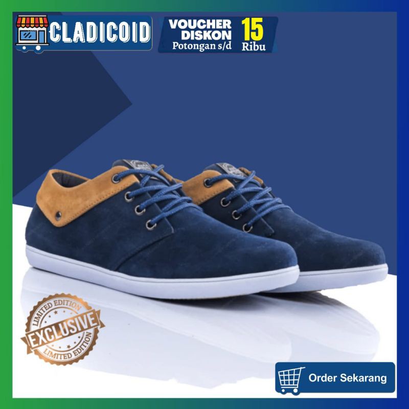 Sepatu Sneakers Casual Pria Trend Terbaru Model Keren, Santai, Kuliah, Sekolah Hitam Biru Coklat