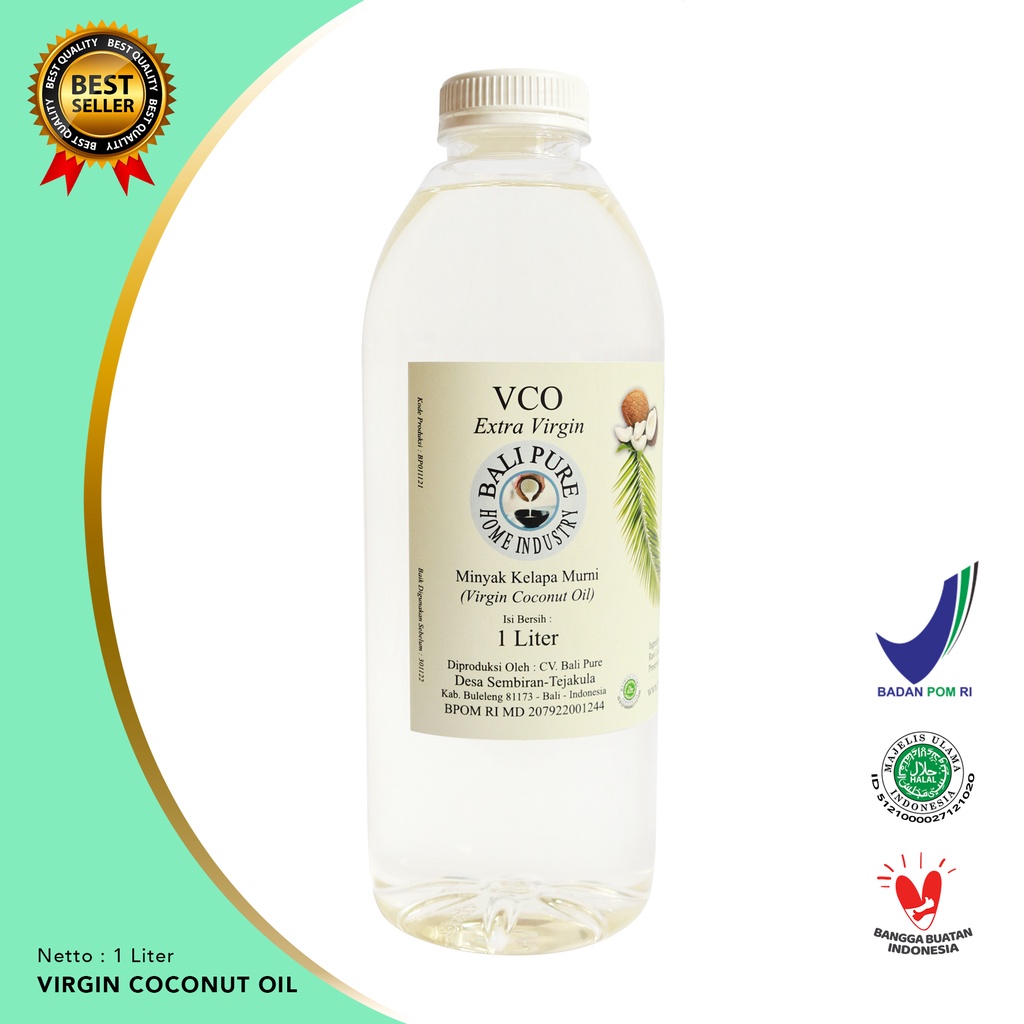 

Bali Pure Herbal Virgin Coconut Oil (VCO) Minyak Kelapa Murni 1Liter Baik Untuk Kesehatan Tubuh