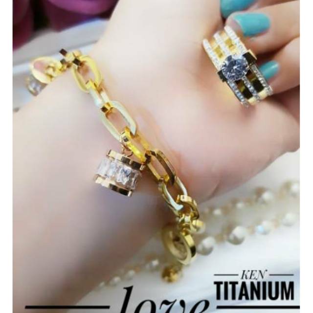 Set Titanium Gelang dan Cincin