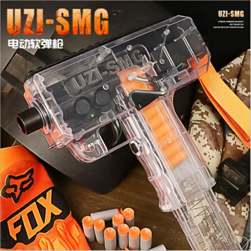 UZI NERF DART BLASTER TOYS MACHINE GUN BATTERY RECHARGERABLE SISTEM OTOMATIS
