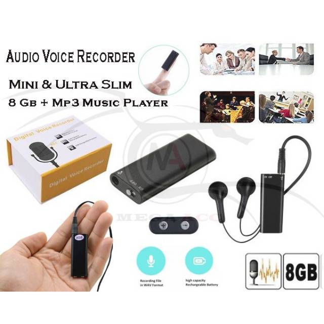 Portable Super MINI Digital Voice Recorder With 8GB MP3 Format