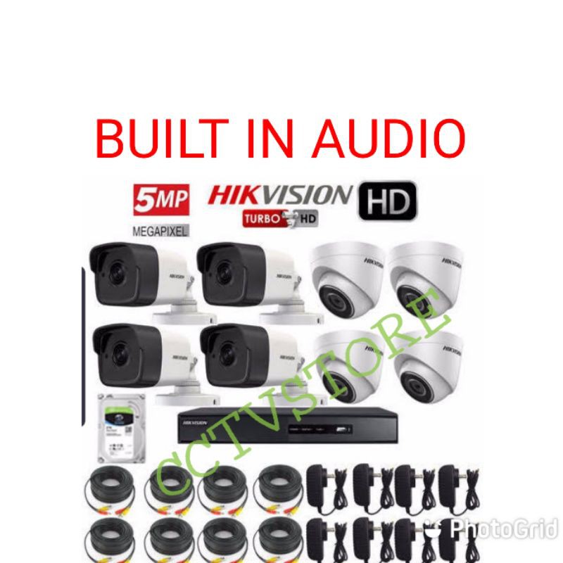 PAKET 8 CH HIKVISION AUDIO 5MP PAKET 8 CHANNEL HIKVISION 5MP PAKET CCTV HIKVISION 8 CHANNEL