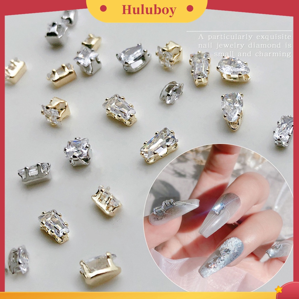 Huluboy Huluboy♡ 20pcs / Kotak Ornamen Perhiasan Berlian Imitasi Cubic Zirconia Glitter Untuk Dekorasi Nail Art Wanita