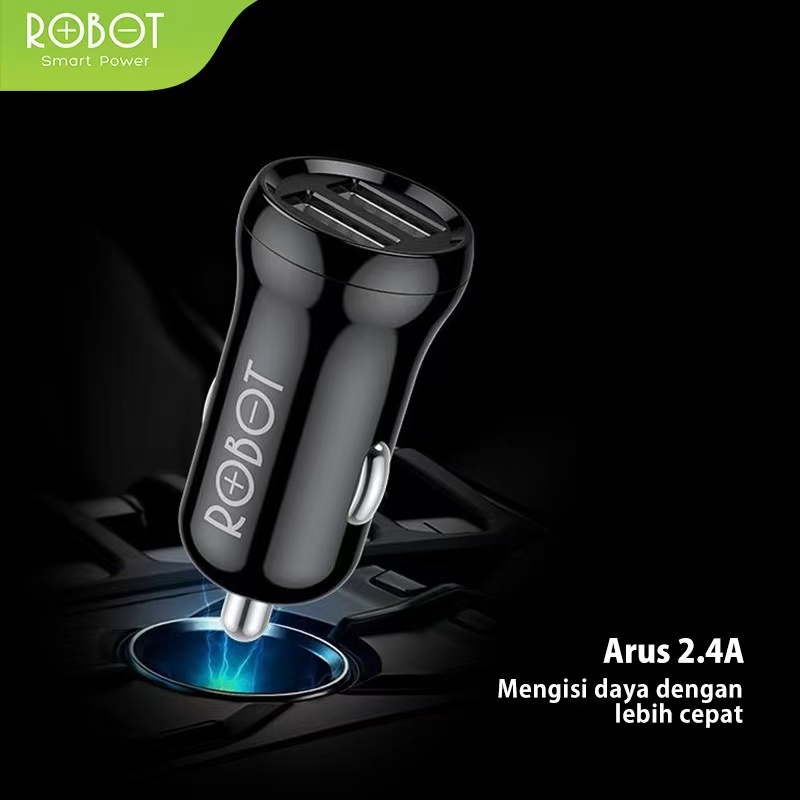 Car Charger ROBOT RT-C07 2 Port Charger USB Charger Mobil Free Kabel Micro USB - Garansi Resmi 1 Tahun