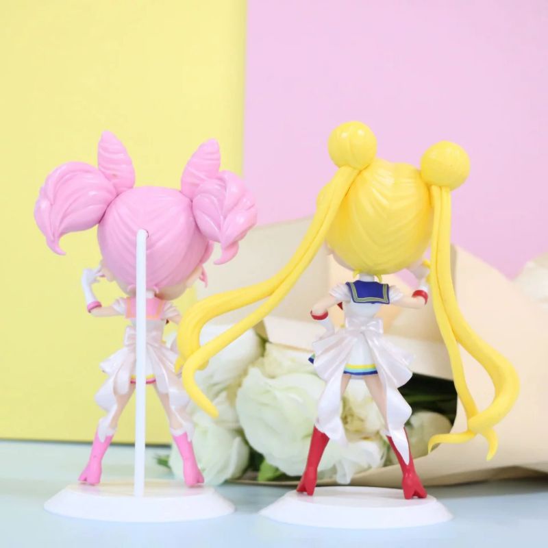 Figure Sailor Moon  Tsukino Usagi Set 2 Mainan figure Sailormoon Miniatur pajangan Q Posket