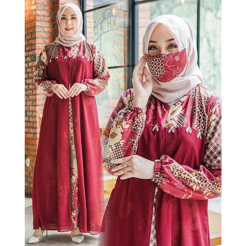 Della Daily Gamis Grasia  Maxi motif  mix ceruty import Fashion Wanita Muslimah Dress Trendy