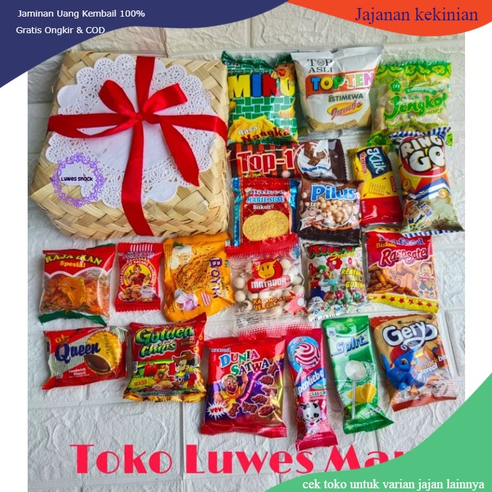 

Hampers murah isi 20jajanan jadul-snack box-kado box-hampers box-gift box-hampers wisuda-gift box-makanan ringan