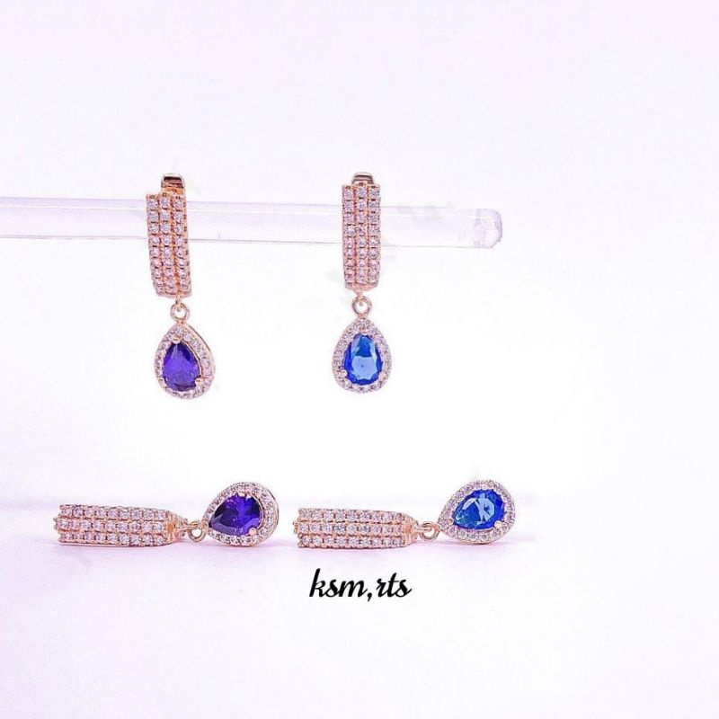 Anting vier asli(ada kode vier),mata micro diamond,mewah,than lama,anti karat,bisa sehari,pesta,kado