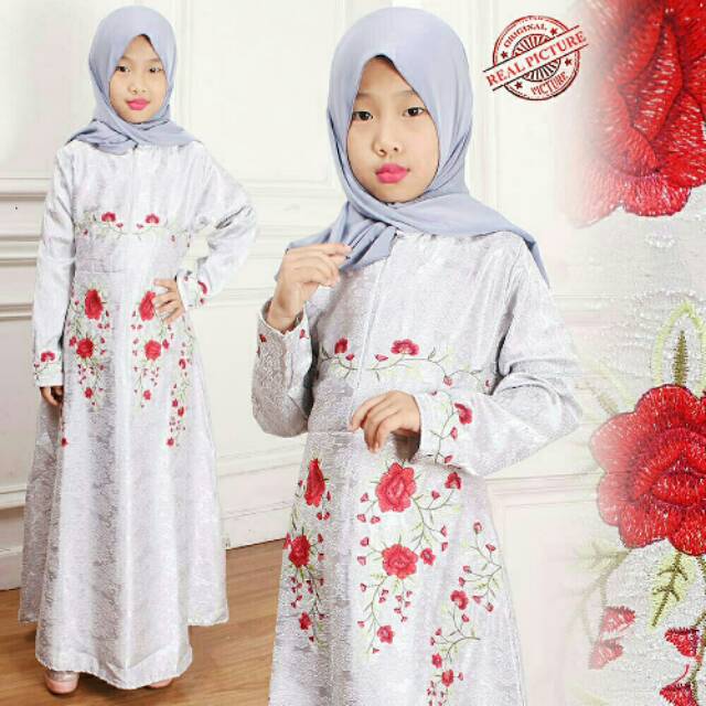 Maxi Maxy Dress Gamis Anak Jaguar Embos Gliter Laluna Kid Kids